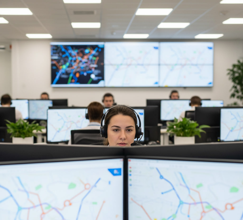 اپراتور مرکز تماس امداد خودرو در حال هماهنگی اعزام در تهران