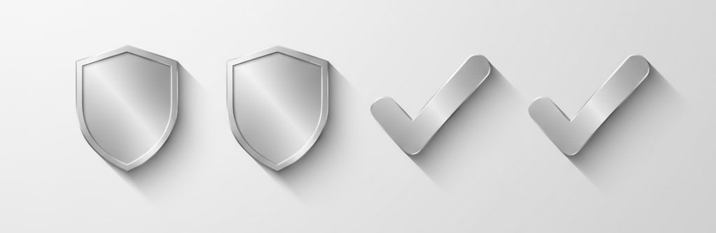 نمادهای سپر و تیک به‌صورت نشان اعتماد بدون لوگوی اشخاص ثالث