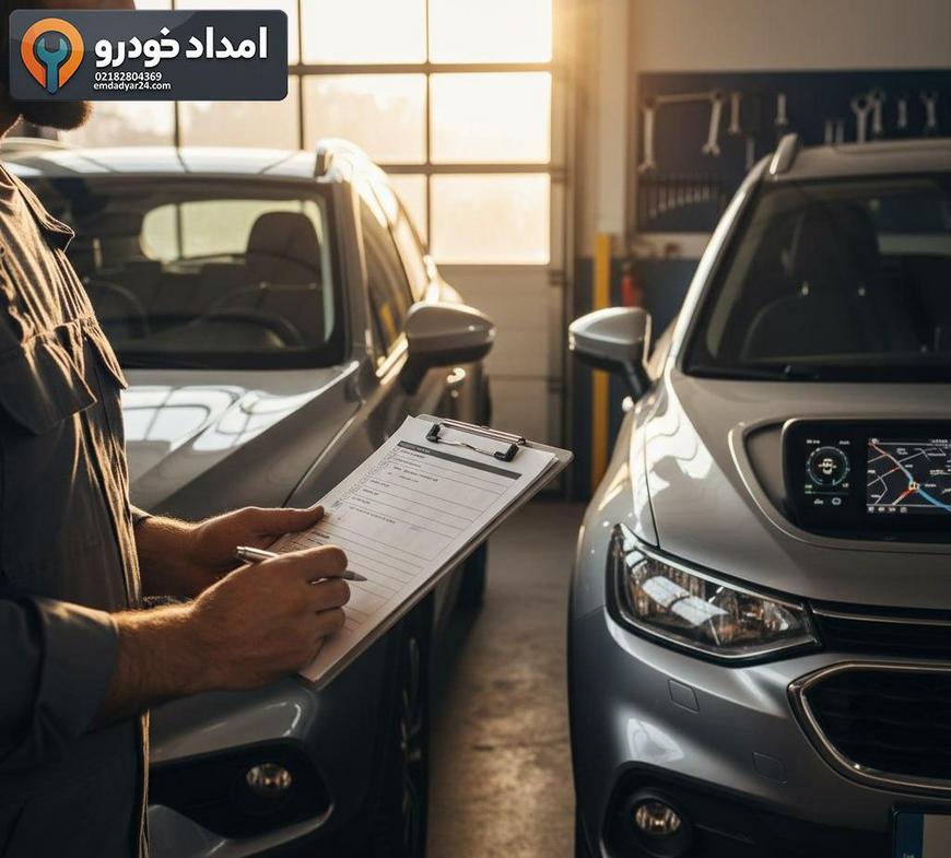 کارشناس در حال بررسی و مقایسه مصرف سوخت و کیلومتر دو خودرو S3 و S5
