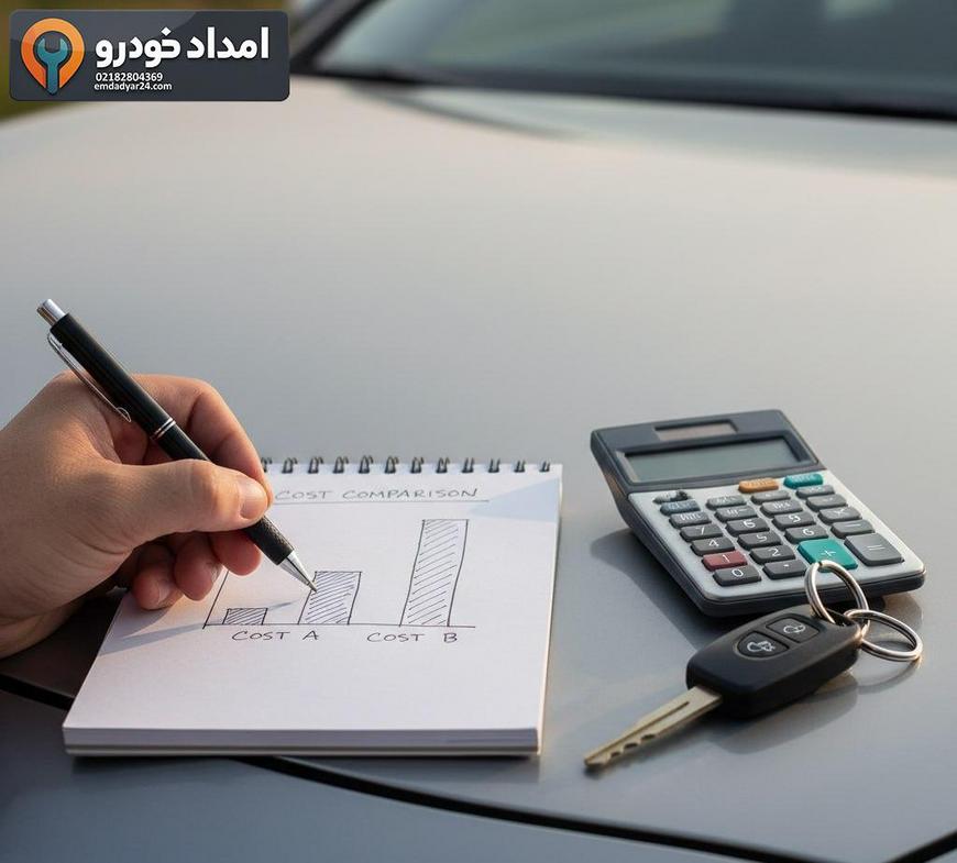 نمودار مقایسه‌ای ساده هزینه امداد شهری و بین‌شهری روی کاغذ