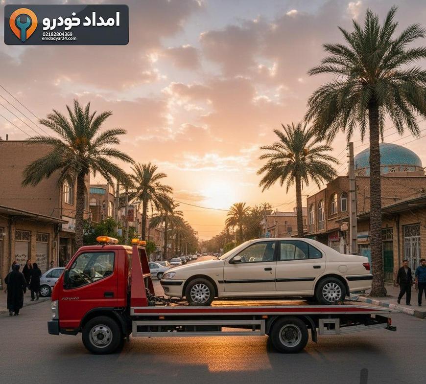 حمل پژو پارس با یدک کش کفی در خیابان‌های تهران