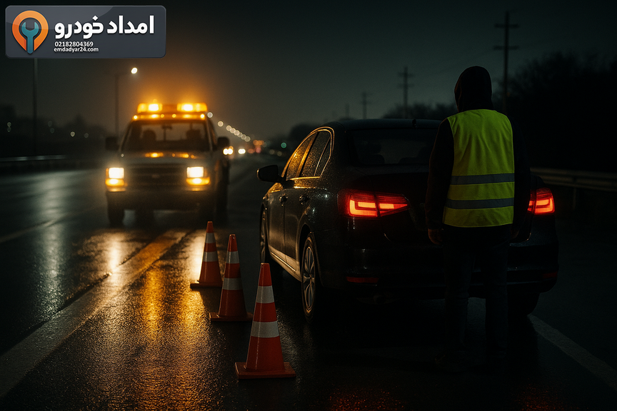 خرابی خودرو در آزادراه تهران–کرج با ایمنی کامل و حضور امداد در شب