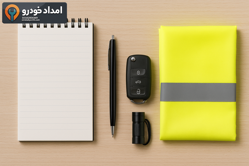 کارت یادداشت بدون متن برای آمادهa0کردن اطلاعات قبل از تماس با امداد خودرو