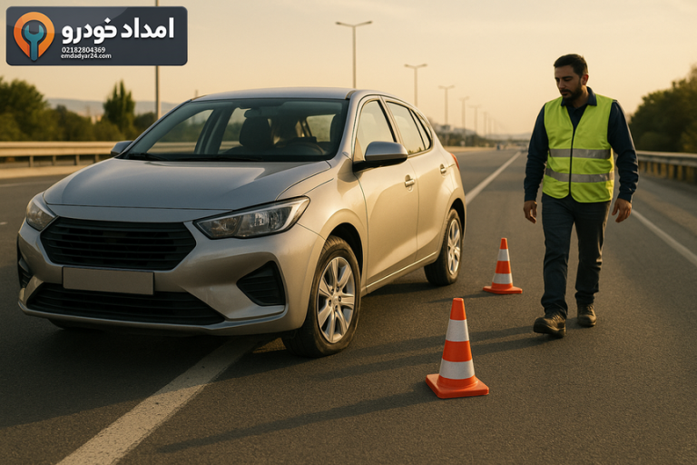 پنچرگیری سیار اطلس کنار بزرگراه